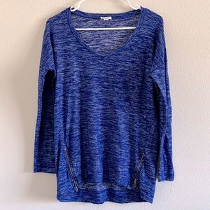 Splendid Side Zip Long Sleeve Top Size Small